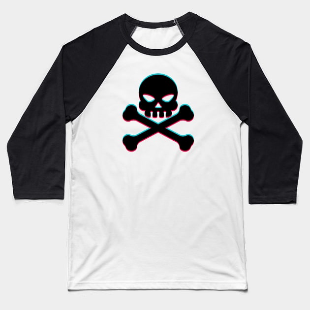 TikTok skull danger emoji smiley Black Baseball T-Shirt by ThingyDilly